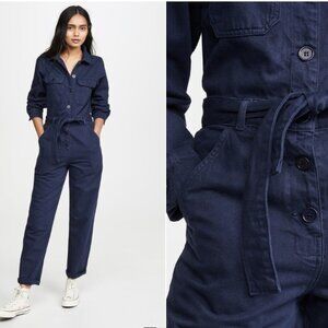 Reformation Kendall Navy Blue Boiler Utility Belted Collared Jumpsuit 0 $163